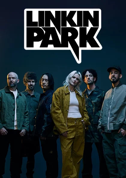 Vstupenky na koncert Linkin Park World Tour 9.6.2026, vstupenky Státie GA s čárovým kódem a designem.